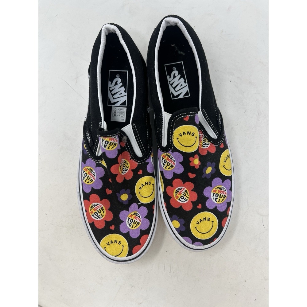 Vans Classic Slip On Radically Happy Black Skate Shoe Sneaker Men's 8 Women 9.5 - Picture 4 of 6
